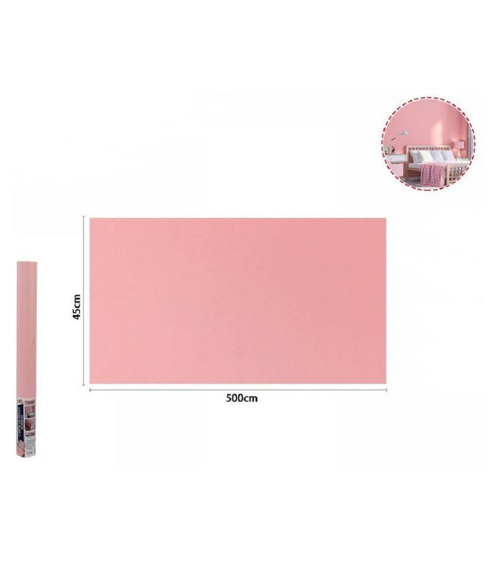 Rotolo Pellicola Adesiva Colore Rosa 45cm X 5mt Per Mobili Carta Da Parati 71124         