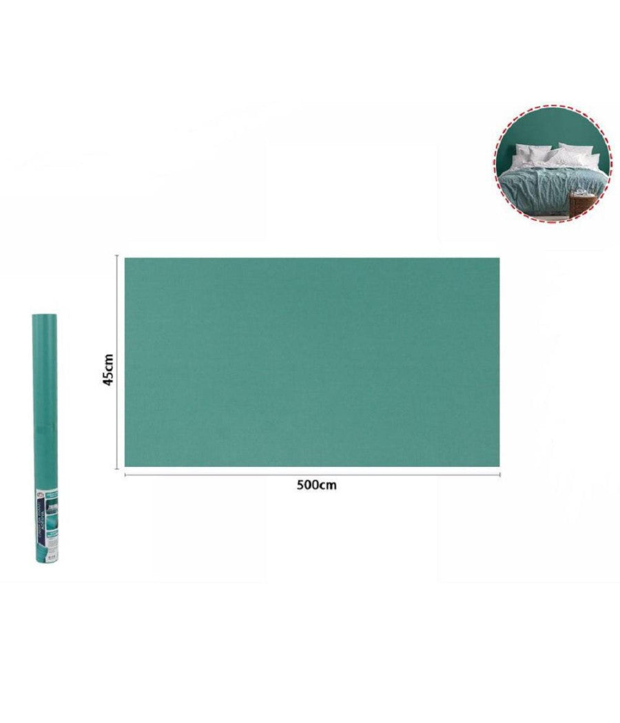 Rotolo Pellicola Adesiva Colore Verde 45cmx5mt Per Mobili Carta Da Parati 71113         