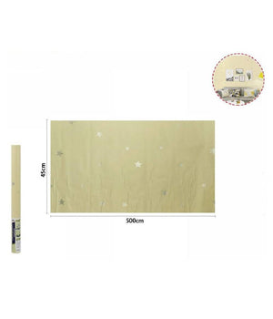 Rotolo Pellicola Adesiva Gialla Con Stelle 45cm X 5mt Mobili Carta Parati 71132         