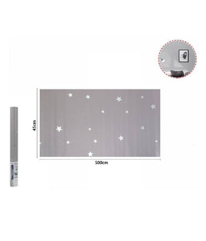 Rotolo Pellicola Adesiva Grigia Con Stelle 45cmx5mt Mobili Carta Da Parati 71131         