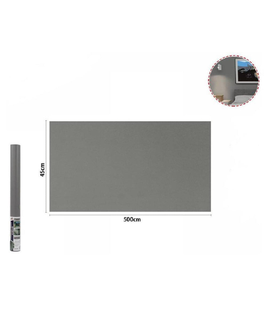 Rotolo Pellicola Adesiva Grigio Scuro 45cmx5mt Per Mobili Carta Da Parati 71118         