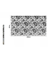 Rotolo Pellicola Adesiva In Pvc Bianco Fiori Neri 45cmx2mt Mobili Cassetti 71227         