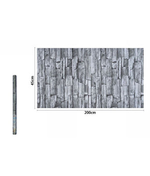 Rotolo Pellicola Adesiva In Pvc Effetto Mattoni Pietre Grigi 45cmx2mt Casa 71282         
