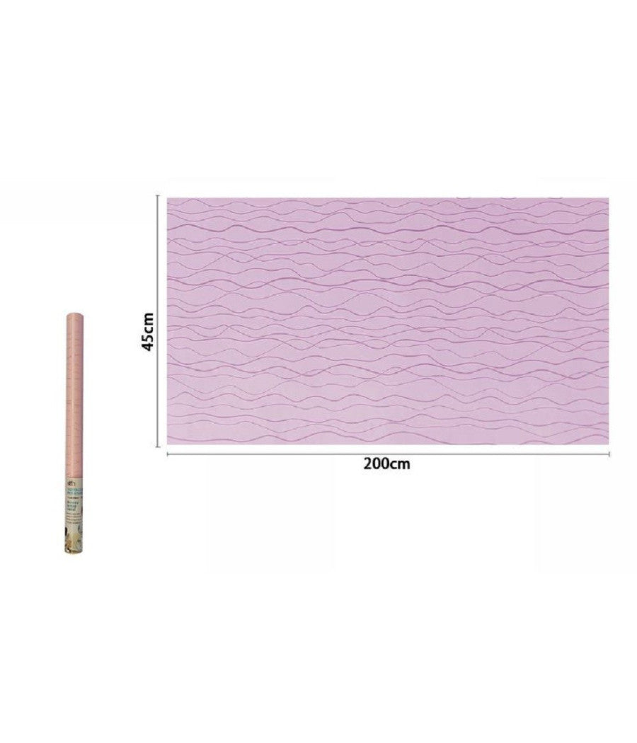 Rotolo Pellicola Adesiva In Pvc Onde Rosa 45cm X 2mt Mobili Cassetti Casa 71225         