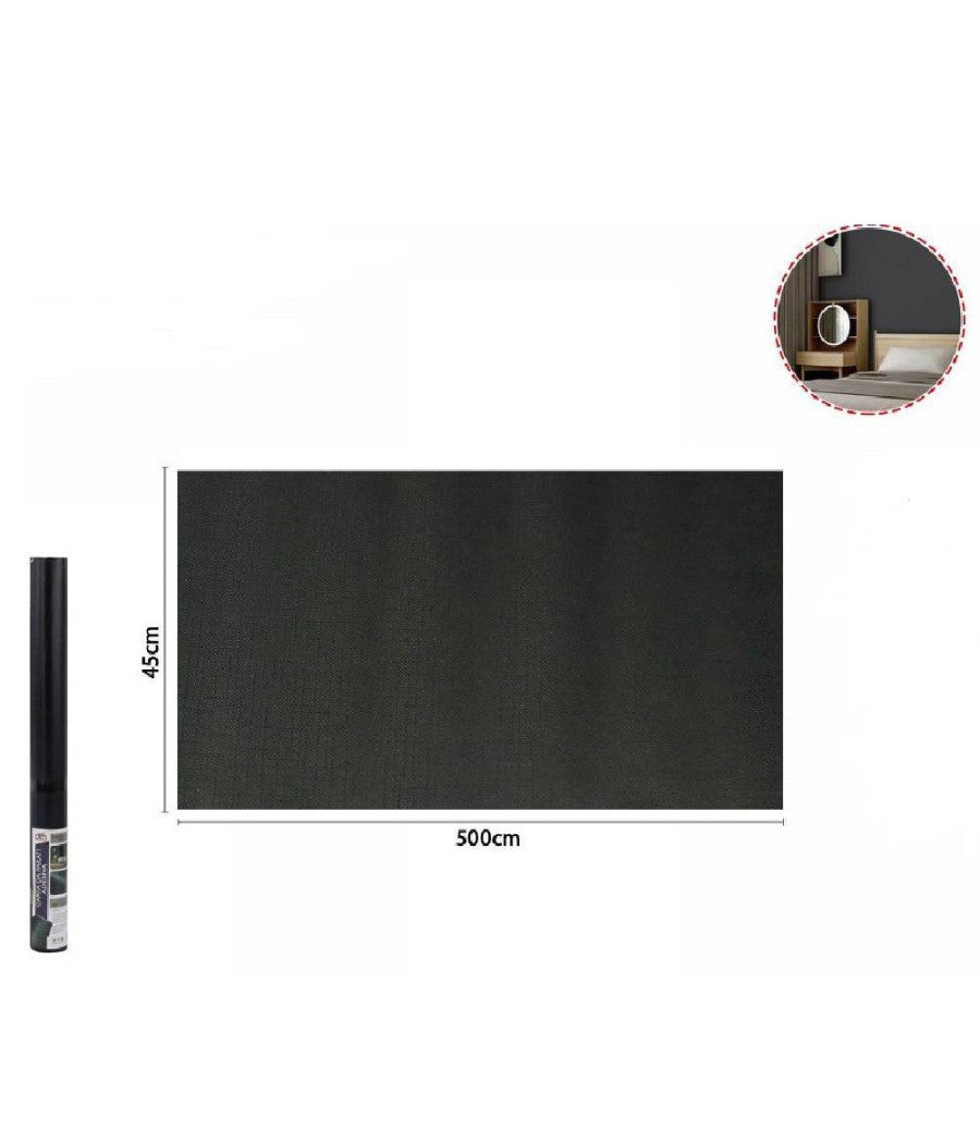 Rotolo Pellicola Adesiva Nera 45 Cm X 5 Metri Per Mobili Carta Da Parati 71119         