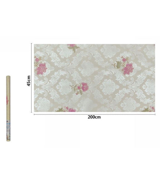 Rotolo Pellicola Adesiva Pvc Damascato Con Fiori Rosa 45cmx2mt Mobili 71220 Casa         