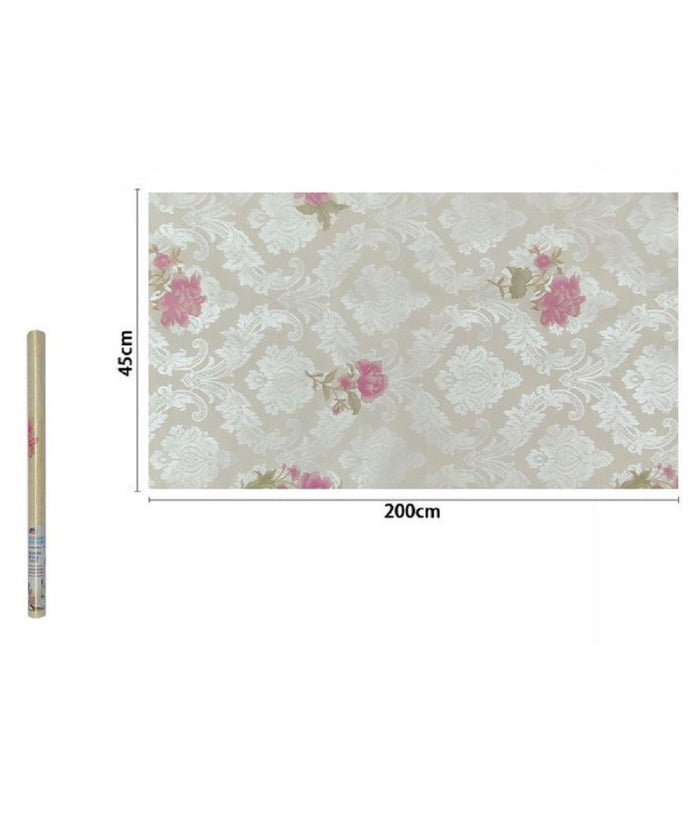 Rotolo Pellicola Adesiva Pvc Damascato Con Fiori Rosa 45cmx2mt Mobili 71220 Casa         
