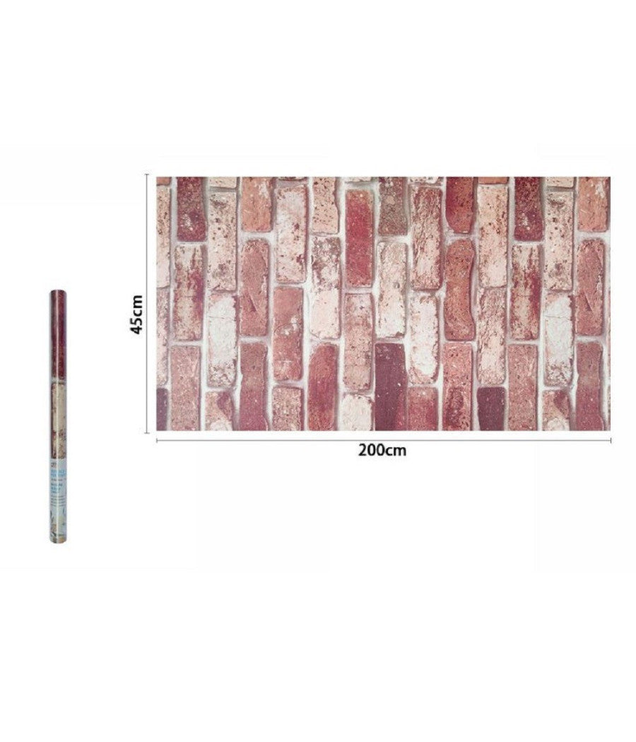 Rotolo Pellicola Adesiva Pvc Effetto Mattone Rustico 45cmx2 Mt Mobili Casa 71278         
