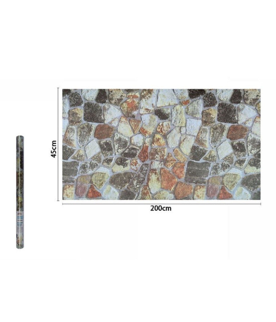 Rotolo Pellicola Adesiva Pvc Effetto Pietre 45cmx2 Mt Mobili Casa Cassetti 71271         