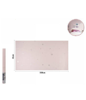 Rotolo Pellicola Adesiva Rosa Con Stelle 45cm X 5mt Mobili Carta Da Parati 71128         
