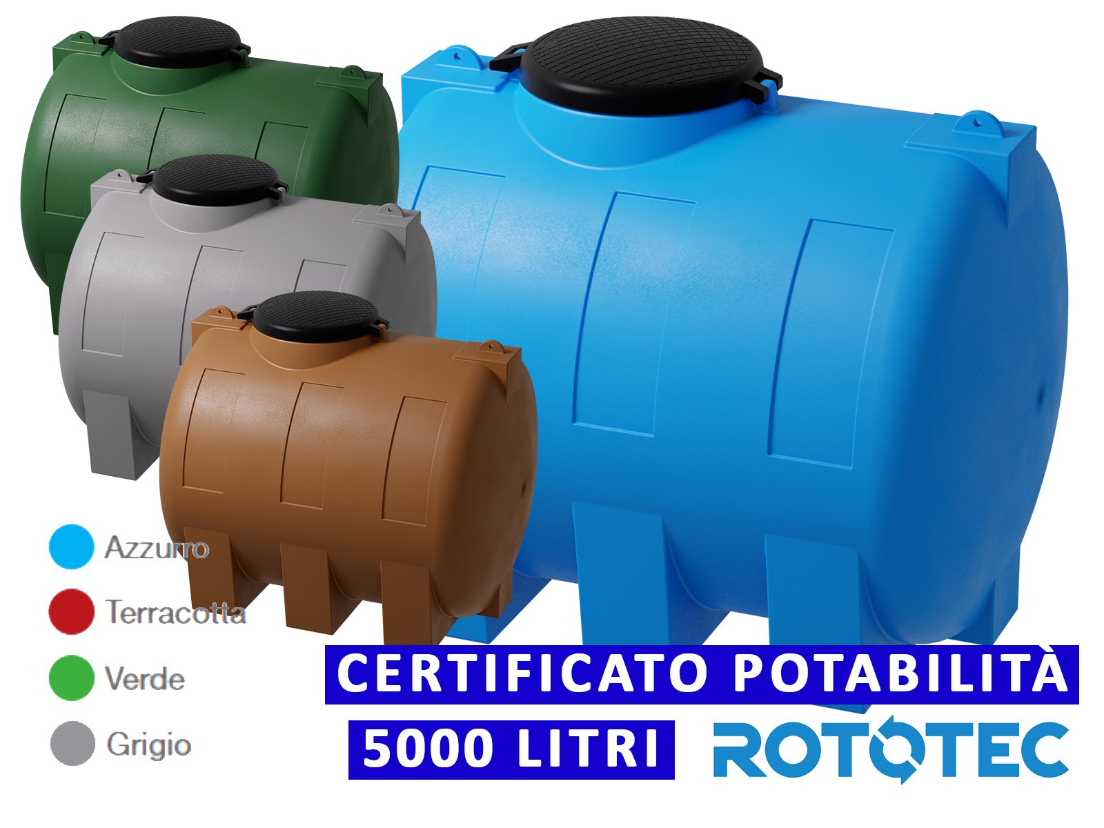 Serbatoio Da Esterno Rototec CISTERNA 5000 LT Polietilene Stoccaggio Acqua