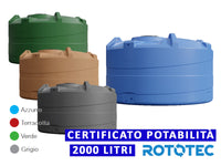 Serbatoio Da Esterno Rototec PANETTONE 2000 LT Polietilene Stoccaggio Acqua