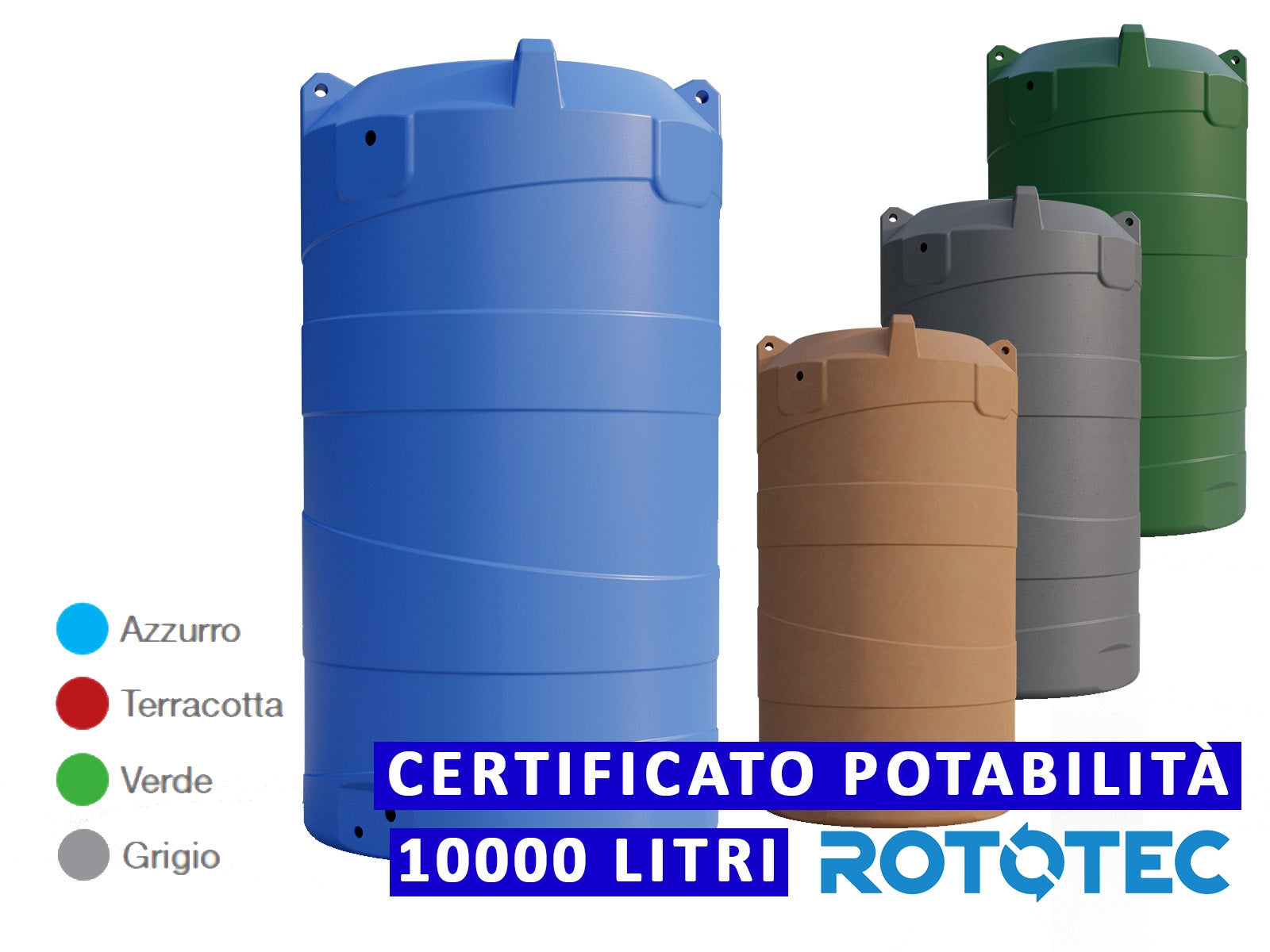 Serbatoio Da Esterno Rototec VERTICALE 10000 LT Polietilene Stoccaggio Acqua VERTIGO