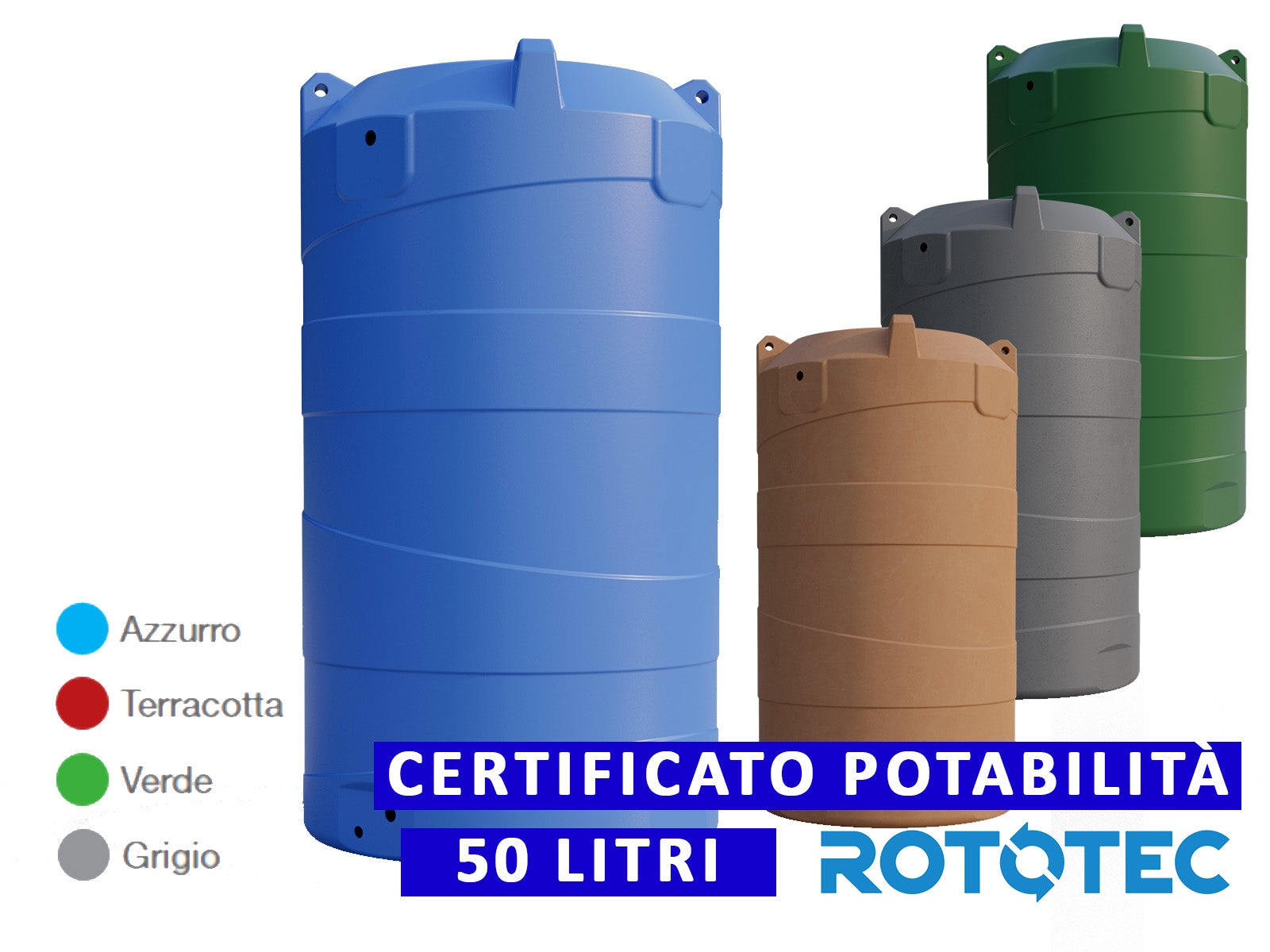 Serbatoio Da Esterno Rototec VERTICALE 50 LT Polietilene Stoccaggio Acqua VERTIGO