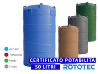 Serbatoio Da Esterno Rototec VERTICALE 50 LT Polietilene Stoccaggio Acqua VERTIGO