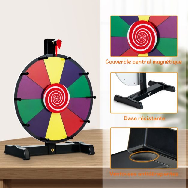 Ruota della fortuna dia.30 cm - 10 alloggiamenti per ruota dei premi con cancellino base antiscivolo 20_0009175