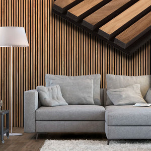 Pannello Acustico Feltro e fibra di legno Lamelli millerighe ROVERE ANTICO 120x34x1,5