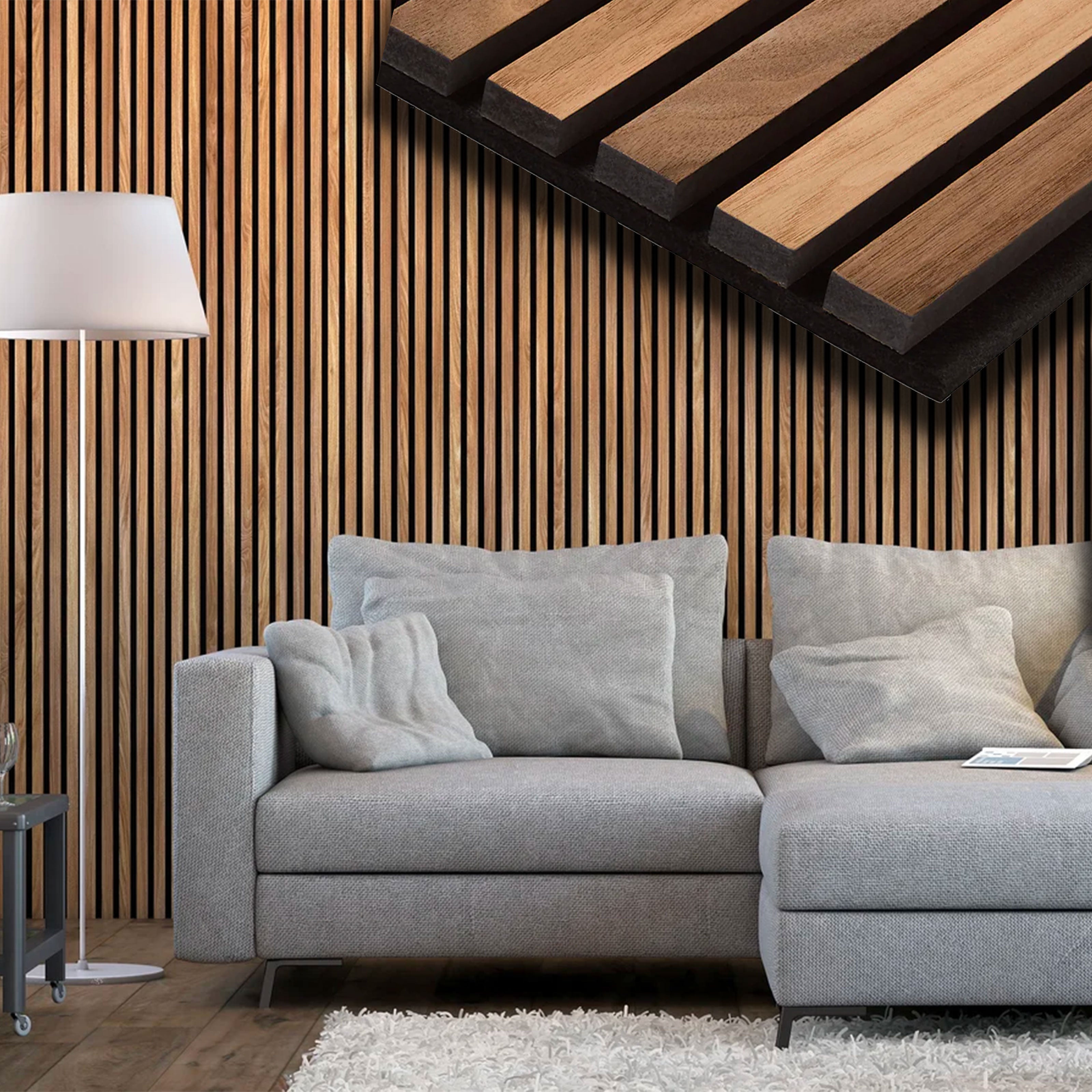 Pannello Acustico Feltro e fibra di legno Lamelli millerighe ROVERE ANTICO 120x34x1,5