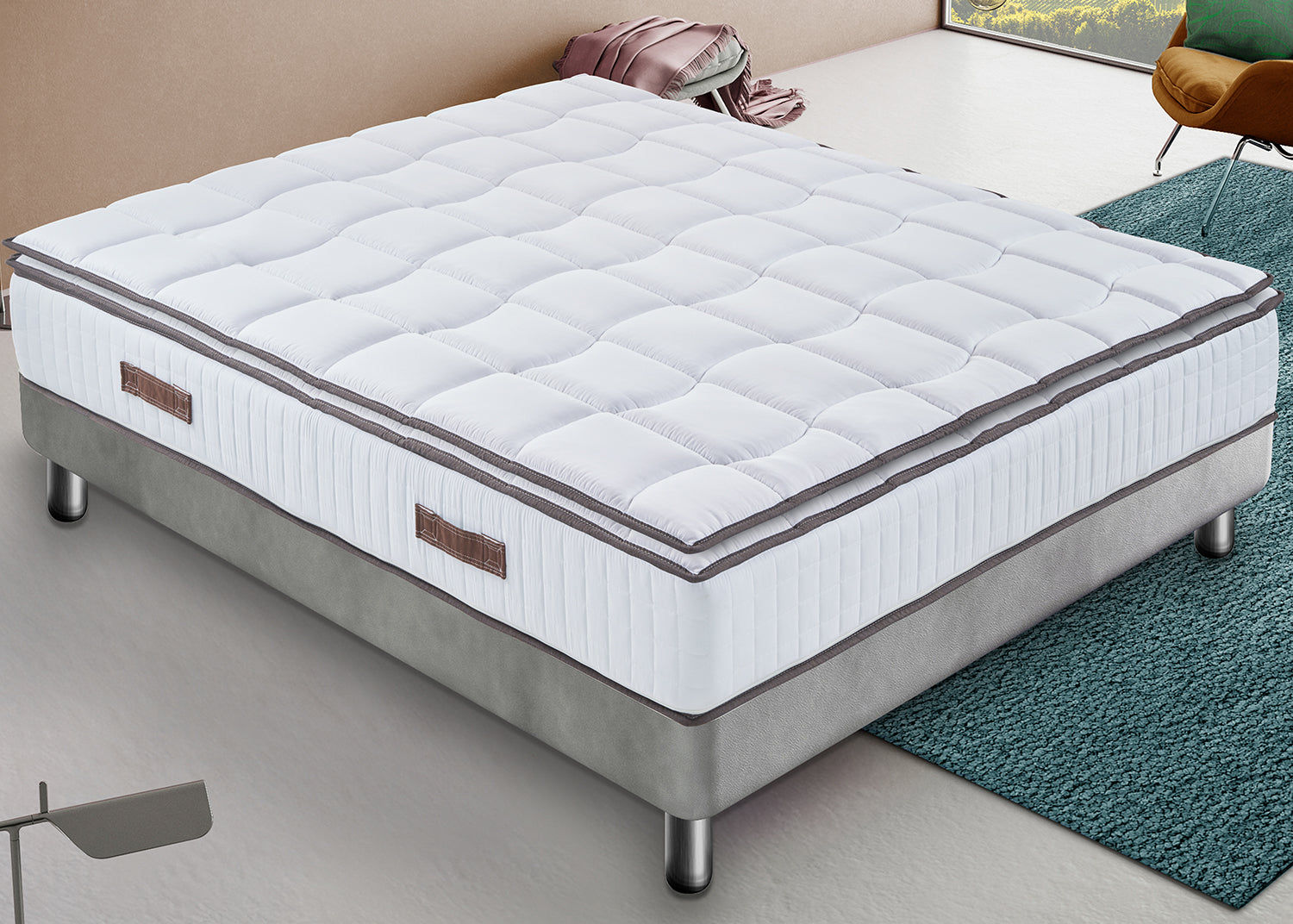 Materasso Piazza e Mezza 135x190 in Memory Foam - Sostenitovo Sfoderabile - con TOPPER REMOVIBILE - Lato Estate/inverno - Alto 24 cm - Ortopedico e ottimo per la schiena