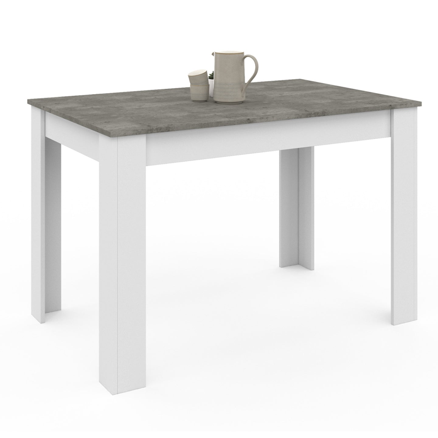 IDMarket - ROZY Mesa de comedor para 6 personas tablero blanco efecto hormigón 110 cm