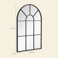 Specchio Moderno a Parete e a forma di Arco 91x60 cm per Camera da Letto e Soggiorno, in Metallo Nero e Vetro