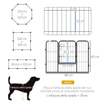 Recinto per Cani a 8 Pezzi Modulabili per Interno ed Esterno, in Acciaio , 80x60 cm, Nero