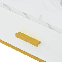 Set di 2 Tavolini da Salotto Moderni con Struttura in Metallo Dorato e Ripiani Spaziosi, Dimensioni 100x48x38,5 cm e 70x70x44,5 cm, Bianco