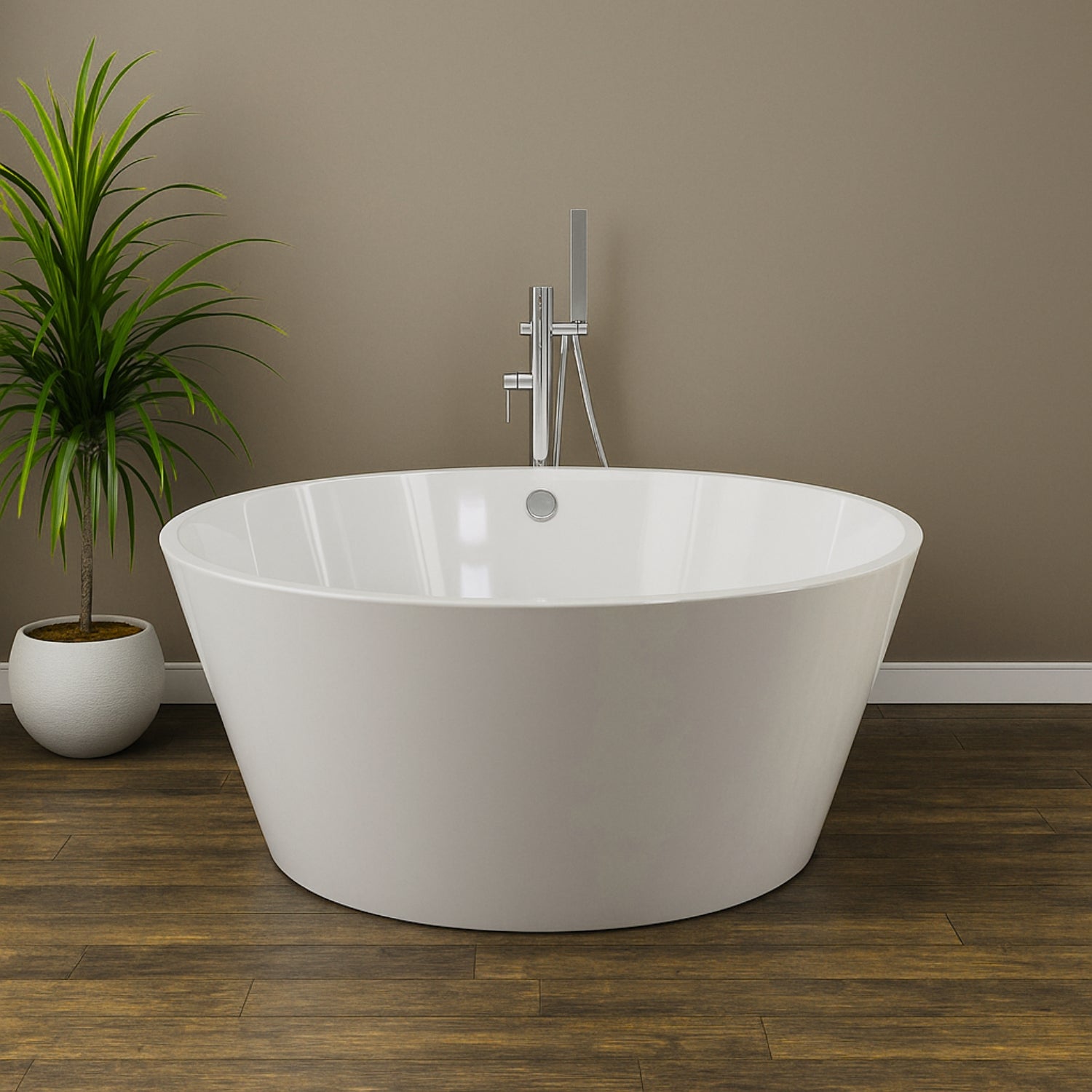 Vasca da bagno free standing tonda acrilico bianco lucido cm Ø 145 x h 58 cm