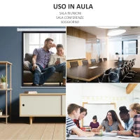 Schermo per Proiettore 100 Pollici Formato 4:3 Regolabile con Telecomando, Schermo di Proiezione Motorizzato Compatto, Installazione a Parete o Soffitto, 203x152 cm, Bianco