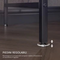 Scrivania Angolare Reversibile con LED, Prese di Corrente e Prese USB, Ripiani e Supporto Monitor, Nero