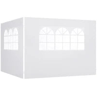 Set 2 Pareti Laterali per Gazebo 3x3 m Pieghevoli in tessuto Oxford con Finestre, 295x200 cm, Bianco