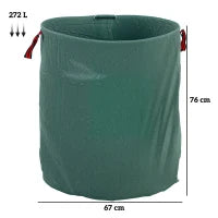 Set 3 Sacchi per Rifiuti da Giardino da 272 L con Manici, Richiudibili e Riutilizzabili, Ø67x76 cm, Verde