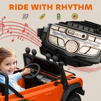 Auto Elettrica per Bambini, 12V Batteria, Telecomando, Funzione Musicale, Clacson, Luci LED, Arancione