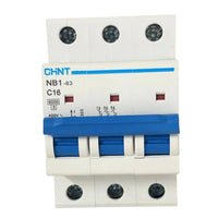 Chint nb1-63 interruttore magnetotermico 3p curva c 6ka guida din *** ampere 16 ampere, confezione 1