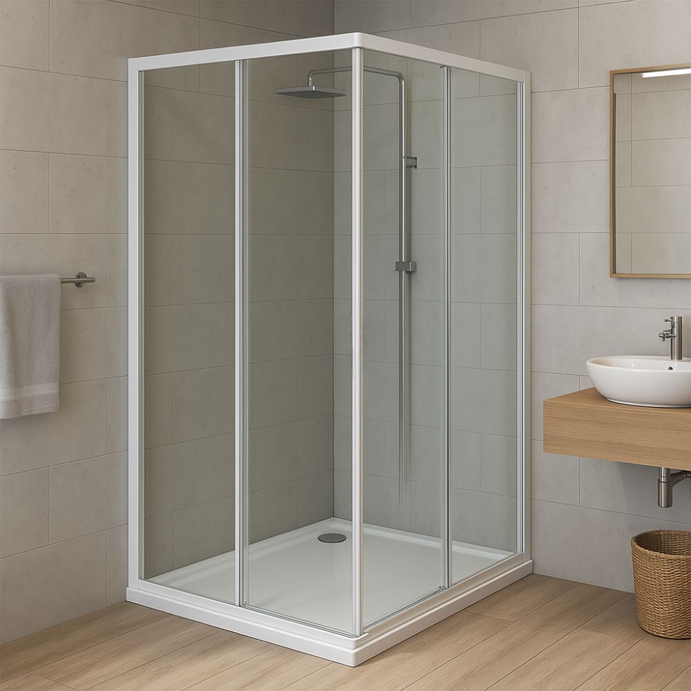 Box cabina doccia angolare con due ante scorrevoli in cristallo temprato trasparente *** misure 66.5-69.5x96.5-99.5xh...