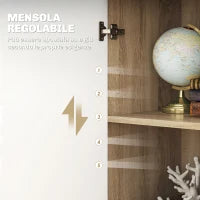 Credenza Moderna con 3 Armadietti e 2 Cassetti, in Legno, 106x35x76 cm, color Legno