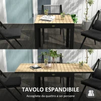 Tavolo da Giardino Allungabile per 4-6 Persone con Piano a Doghe, in Alluminio, 81/162x80x75 cm, Giallo
