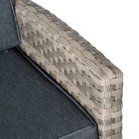 Set Salotto da Giardino in Rattan PE con Divano 3 Posti, 2 Poltrone, 2 Sgabelli e Tavolo, Grigio