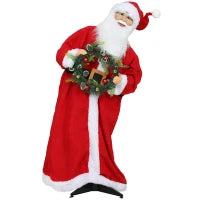 Statuetta di Babbo Natale in piedi, con attivazione vocale, musica festosa, braccia flessibili, 110 cm, rosso