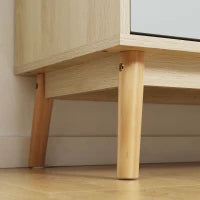 Mobiletto Multiuso Stile Nordico, Armadietto Due Ante con Cassetti per Cucina e Ingresso, 100x40x79.5cm, Multicolore