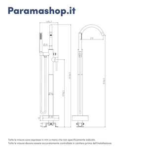 Rubinetteria stondata per vasca freestanding finitura nera opaca | Ava