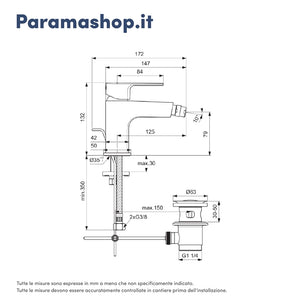 Ideal Standard coppia miscelatori lavabo e bidet scarico automatico cromato mod. Cerafine D