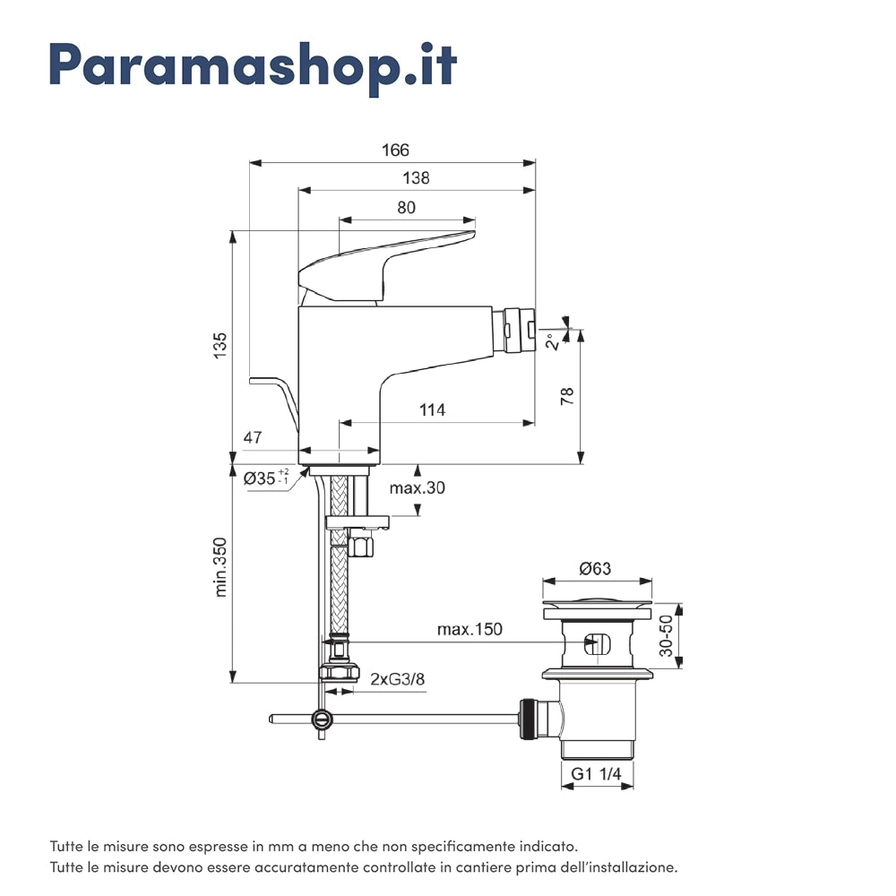 Ideal Standard set miscelatori lavabo, bidet scarico automatico e incasso doccia 1 via cromato mod. Ceraflex