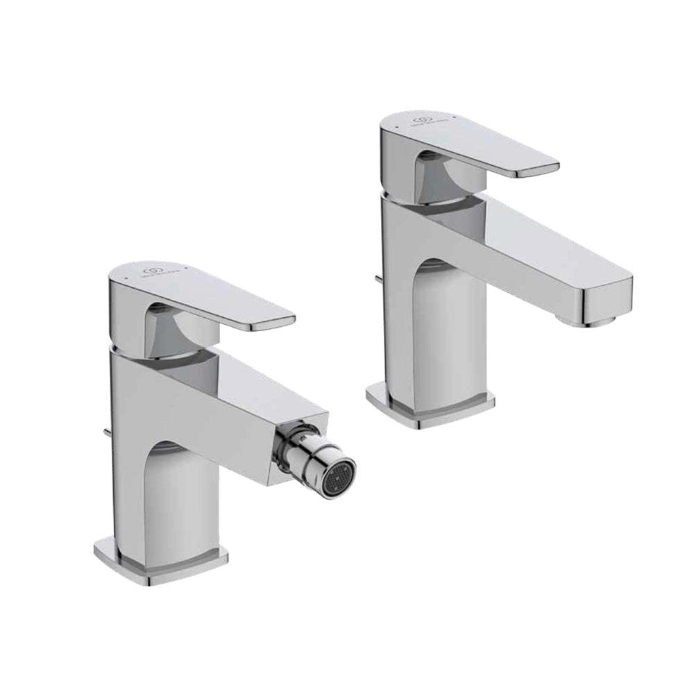 Ideal Standard coppia miscelatori lavabo e bidet scarico automatico cromato mod. Cerafine D