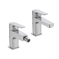 Ideal Standard coppia miscelatori lavabo e bidet scarico automatico cromato mod. Cerafine D