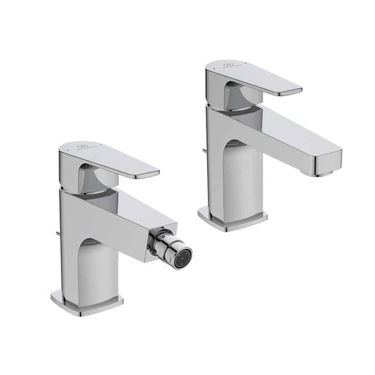 Ideal Standard coppia miscelatori lavabo e bidet scarico automatico cromato mod. Cerafine D