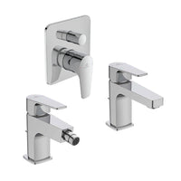 Ideal Standard set miscelatori lavabo, bidet scarico automatico e incasso doccia deviatore 2 vie cromato mod. Cerafine D