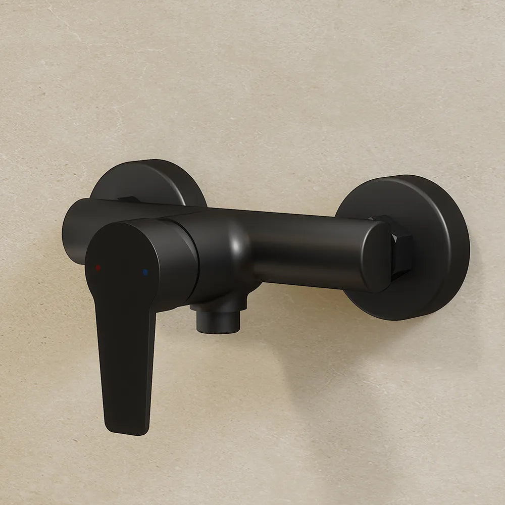 Set miscelatori: lavabo bidet senza scarico ed esterno doccia nero opaco | Jane