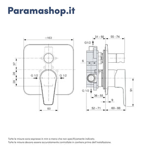 Ideal Standard set miscelatori lavabo, bidet scarico automatico e incasso doccia deviatore 2 vie cromato mod. Cerafine D