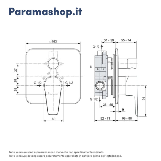 Ideal Standard set miscelatori lavabo, bidet scarico automatico e incasso doccia deviatore 2 vie cromato mod. Cerafine D